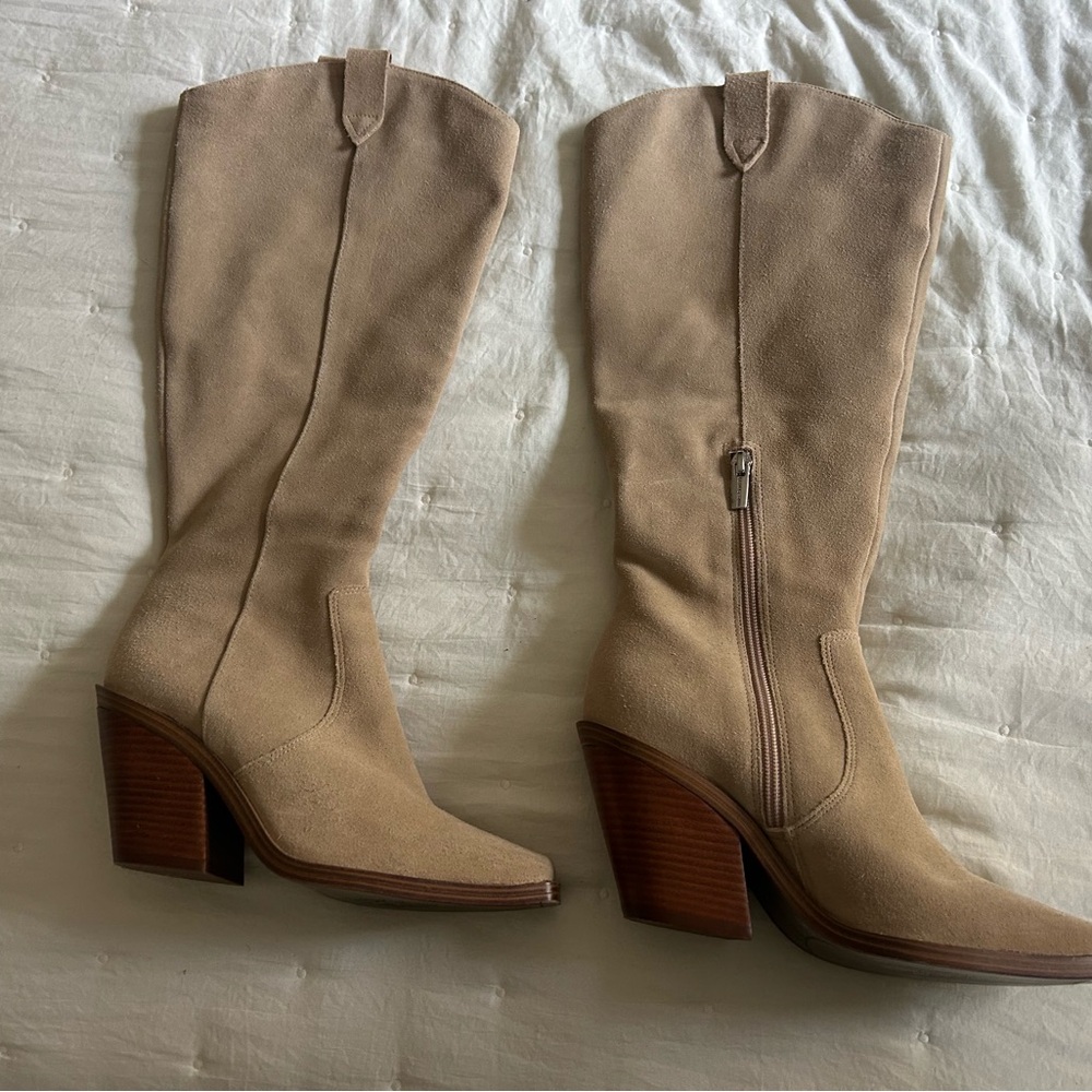 Vince Camuto Tan Suede Knee-High Boots